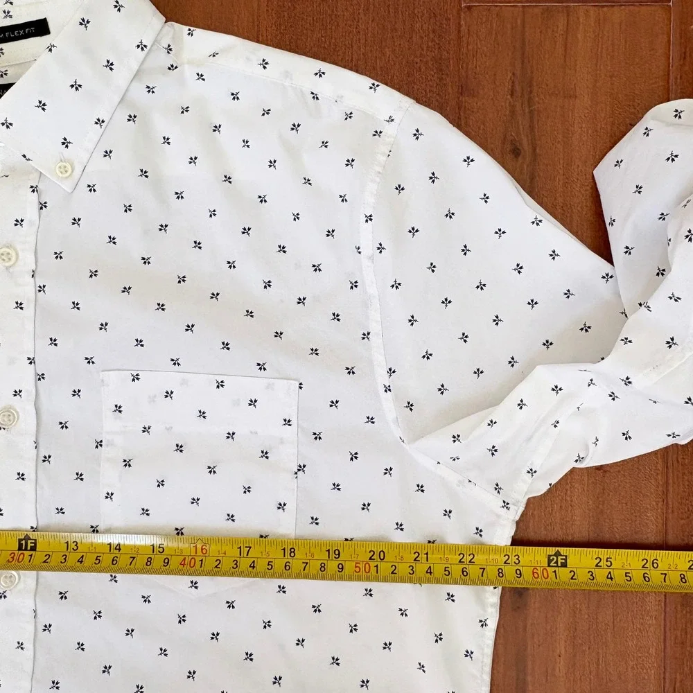 Banana Republic Slim Flex Fit Tech Stretch Shirt Men L White 491232-00